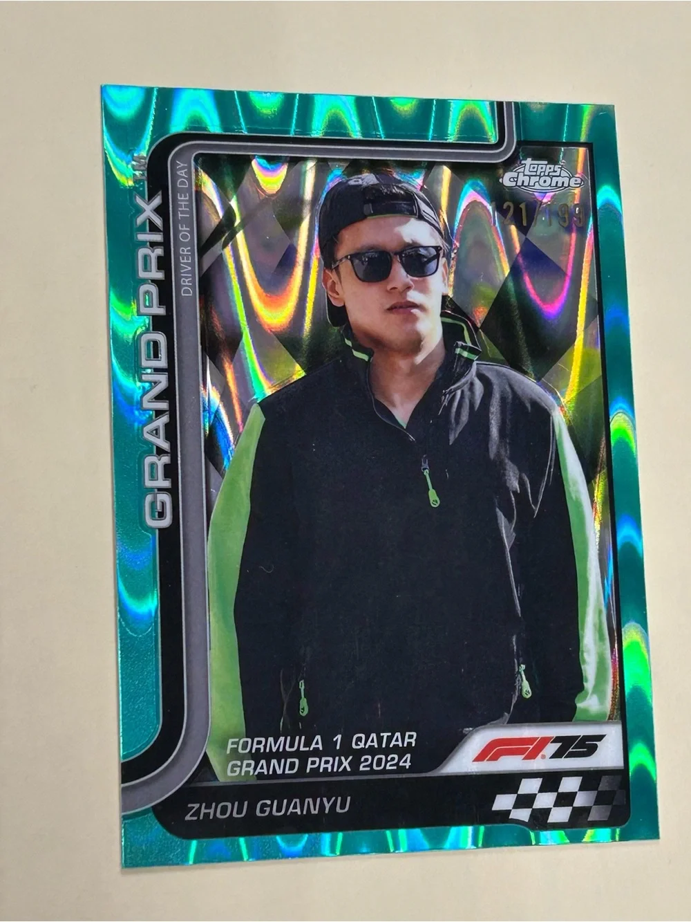 Topps Chrome Grand Prix Zhou Guanyu Holo Green Teal Racing Card